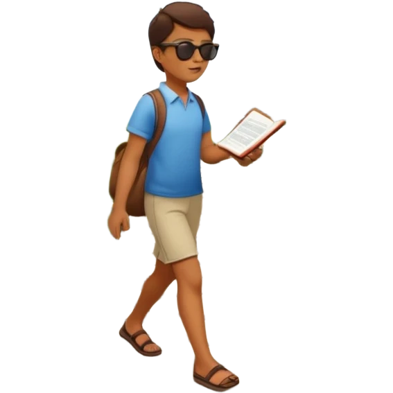 someone who's walking on a path and the person is reading a panel to learn about a flower. the person is reading a panel/ NOT A BOOK which is on the ground emoji