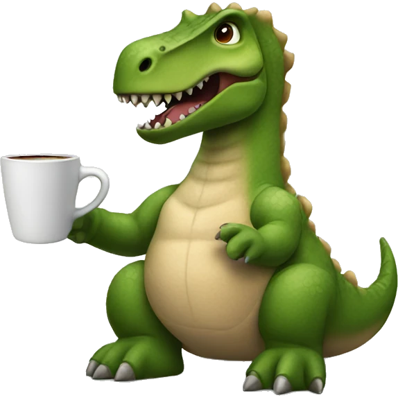 Dinosaur holding a cup of coffee  emoji