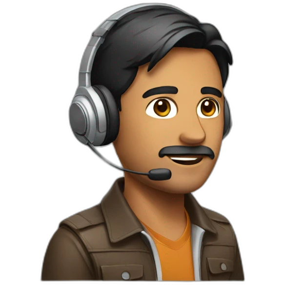 A guy wearing a headset and is indian emoji