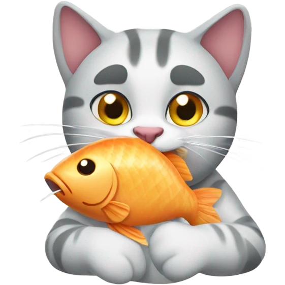 Cat eating fish emoji
