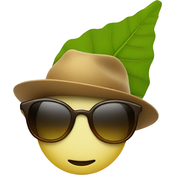 Leaf with hat and glasses emoji