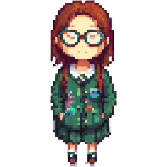 girl with glasses, pixel art style emoji