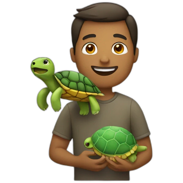 Man holding a turtle emoji