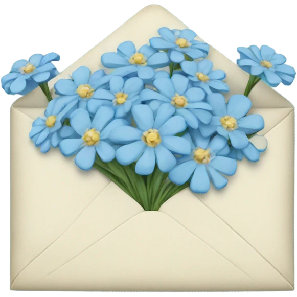 vintage blue envelope with light blue flowers emoji