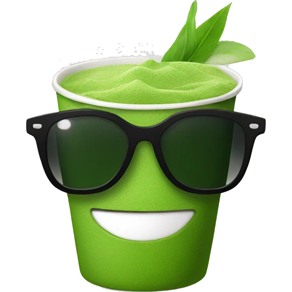 Matcha with sunglasses emoji