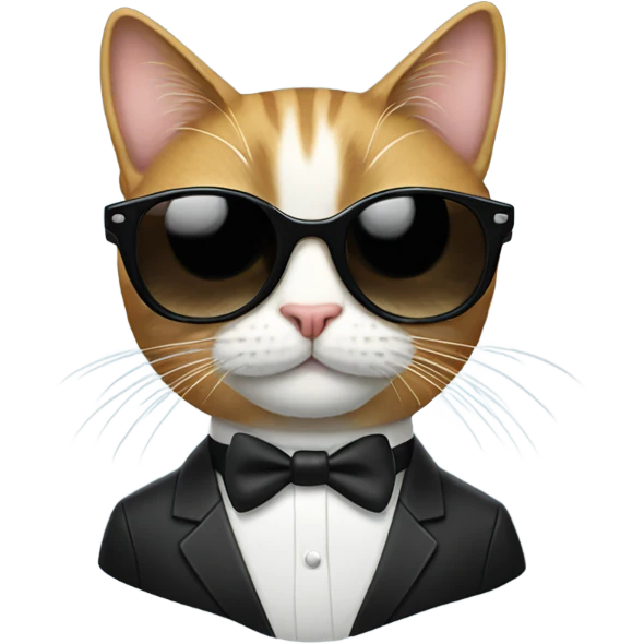 cat wearing a tuxedo and sunglasses emoji