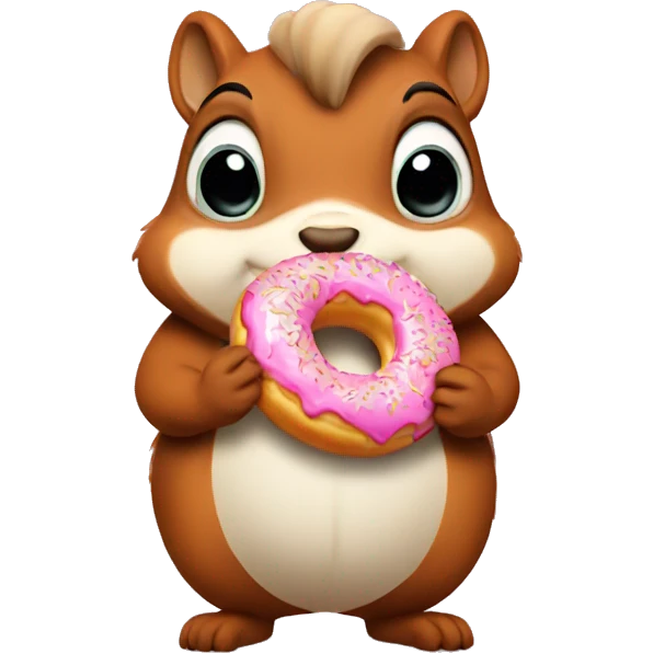 A fat squirrel eating a donut emoji
