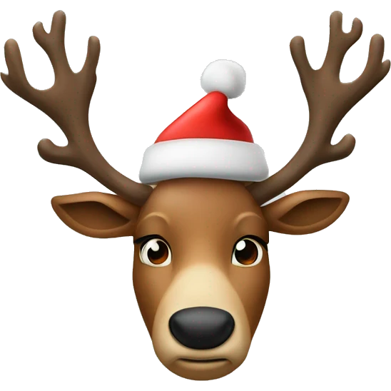 A reindeer with a Santa’s hat emoji