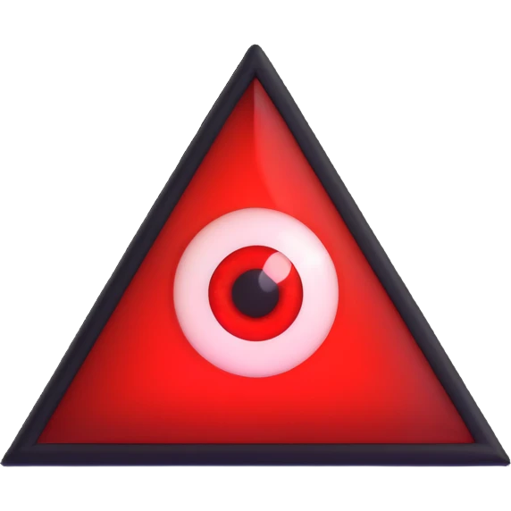 A blood-red triangle with a glowing eye inside, symbol of FOE emoji
