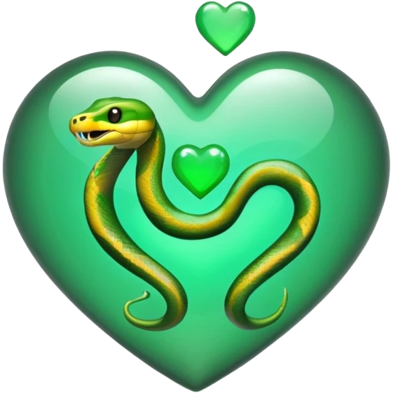Snake and a green heart in a hologram  emoji