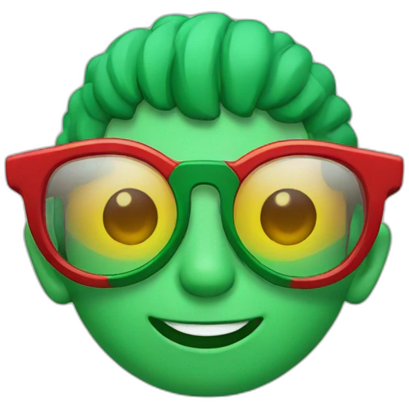 Green red glasses emoji