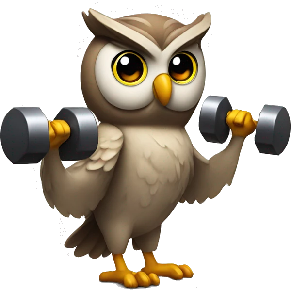 owl lifts dumbbells emoji