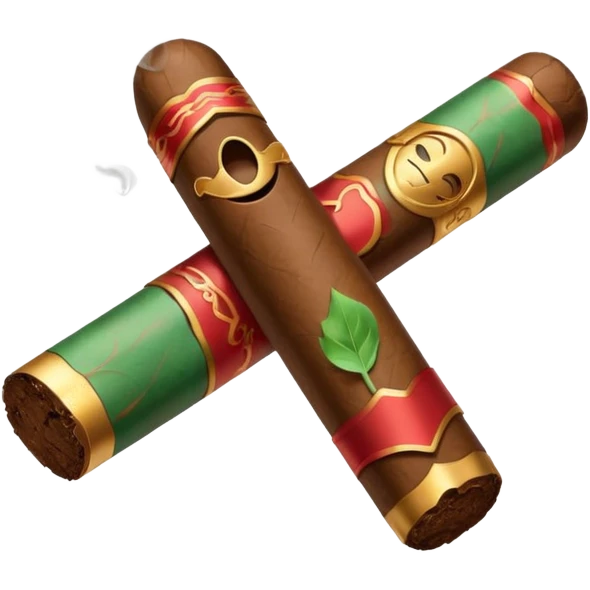 Emoji-style cigar icon, dark brown wrapper, subtle smoke, minimalistic, clean silhouette emoji