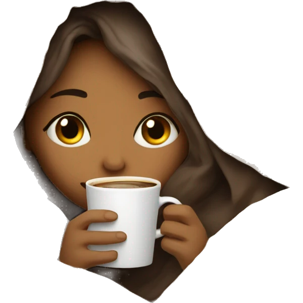 girl inside a blanket sipping coffee eyes closed emoji