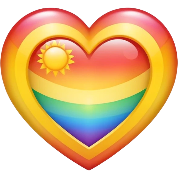 heart with rainbow gradient and sun emoji