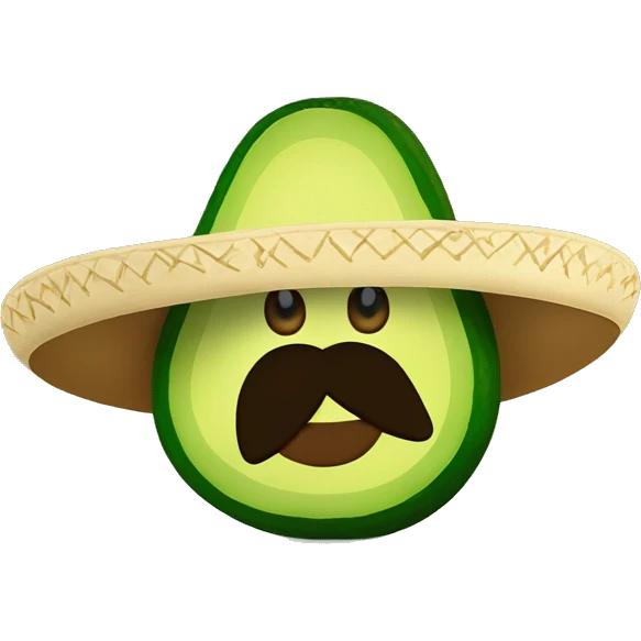 Avocado with Mexican moustache ￼ sombrero and a gun emoji