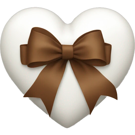 A white heart with brown ribbon emoji
