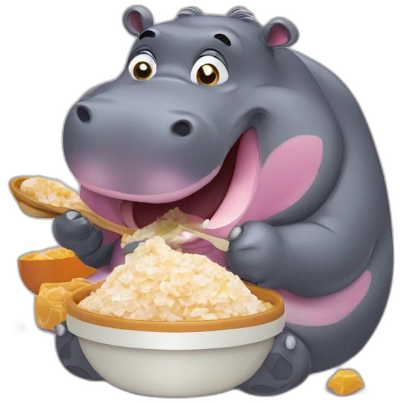 Hippopotamus eating halwa  emoji