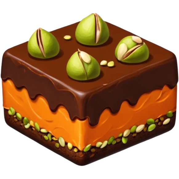 Chocolate square fudgy Bites with orange and pistachios  emoji