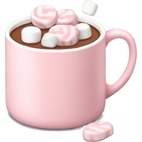 Light Pink mug of hot chocolate with marshmallows  emoji