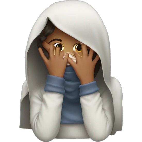Shy girl with her hiding her face emoji