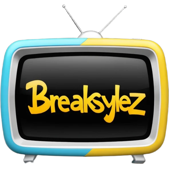 un gif texte qui défile  "BREAKSTYLEZ TV"  change de couleur sur fond noir emoji