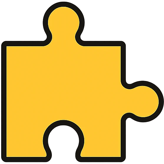 simple and bold puzzle piece in modern icon style emoji