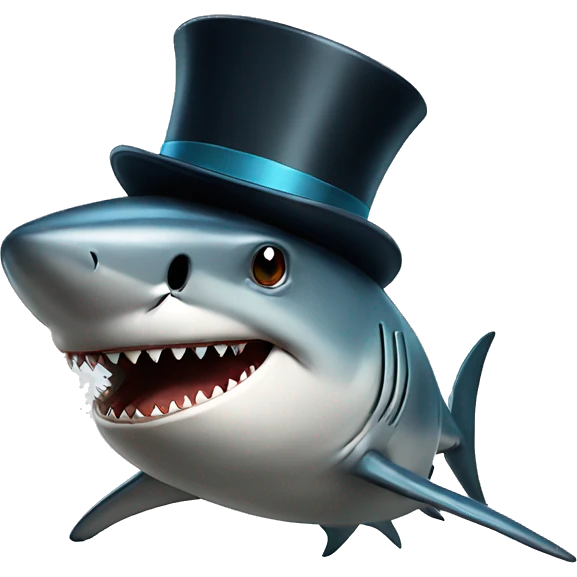 Shark with a top hat emoji