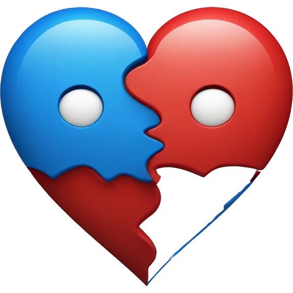 Heart that is Split in half with one side being red and the other being blue emoji