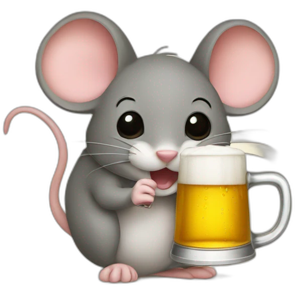 A mouse drinking a beer emoji