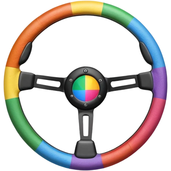 steering wheel with trans pride flag colors emoji