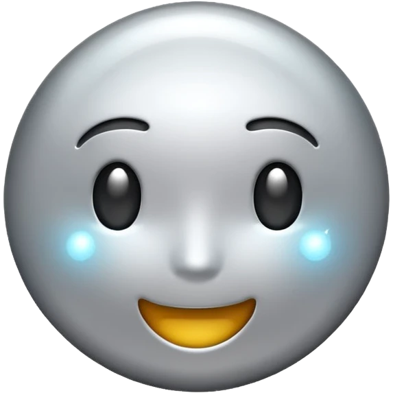 Silver chrome sparkle emoji, iOS emoji style, minimal shape, glossy metallic shine, clean background, smooth lighting emoji