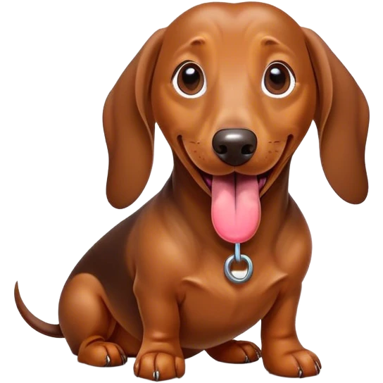 dachsund dog with the tongue out emoji