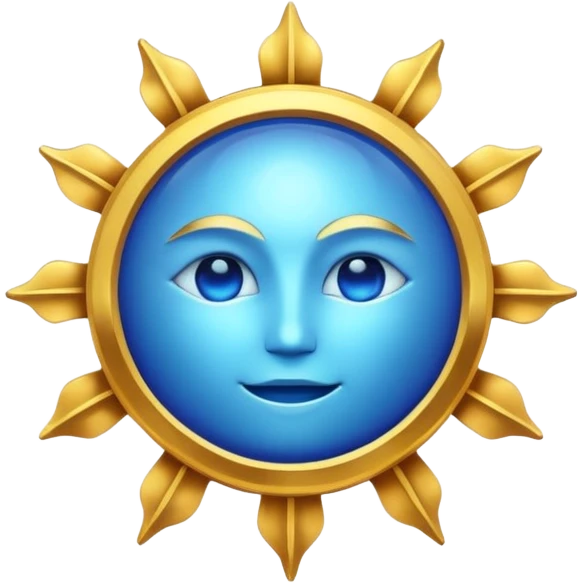 Verified badge with the body of a Sun ☀️ make the color blue and make sure they is no cartoon in it emoji