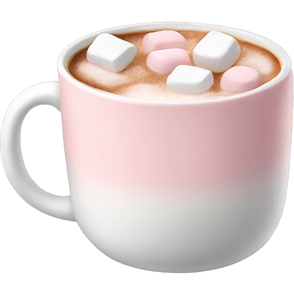 Light Pink mug of hot chocolate with marshmallows  emoji