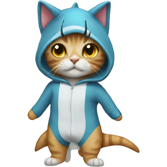 cat with shark onesie emoji