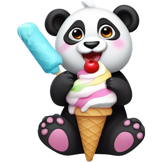Panda eating ice cream emoji