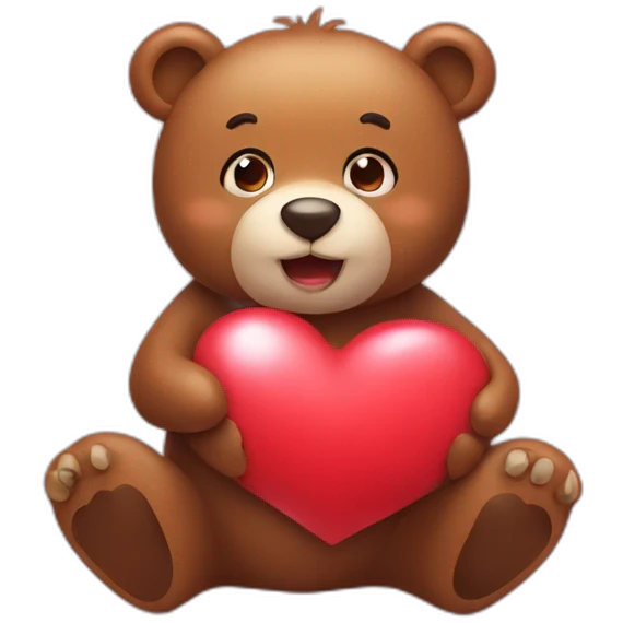 Bear in love with hearts emoji
