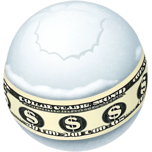 Snow ball with dollar bills  emoji