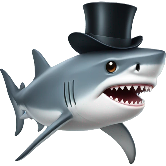 Shark with a top hat emoji