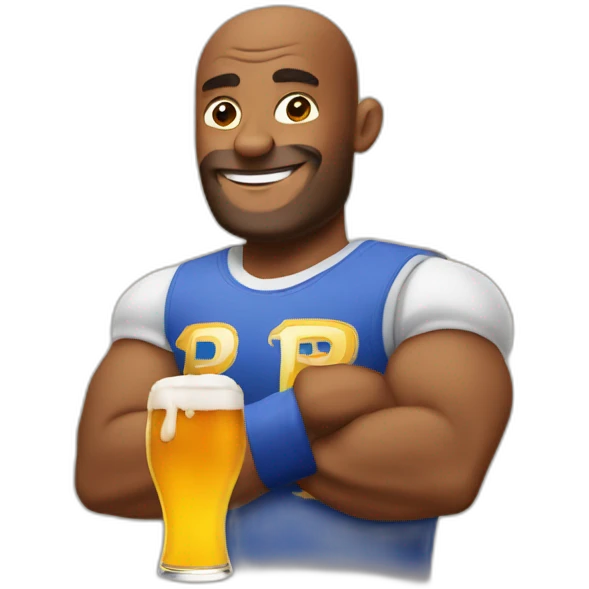 Booba avec une bière emoji