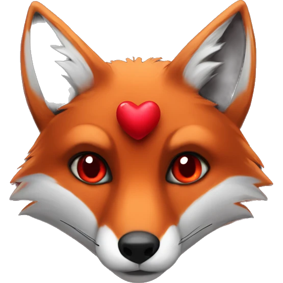 dark red fox face with tiny red heart instead of eyes emoji