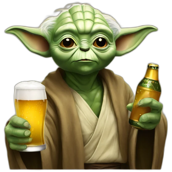 Yoda with beer emoji