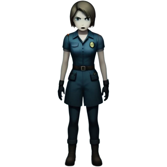 An icon featuring a dark, eerie atmosphere with a spooky environment, inspired by horror games like Resident Evil. The design includes ominous lighting, creepy shadows, and a silhouette of a character in distress. Transparent background enhances the chilling vibe of the scene. emoji