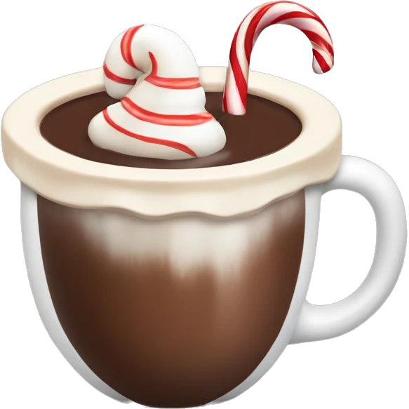 Cup of hot chocolate with a candy cane inside emoji
