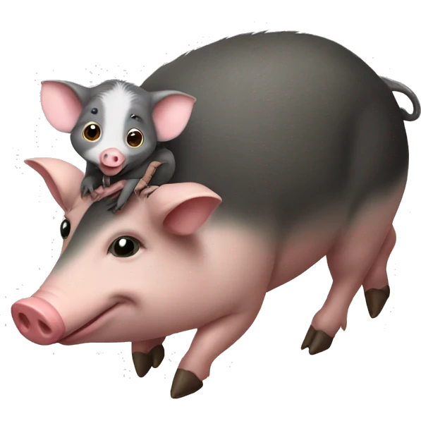 Possum riding a pig emoji