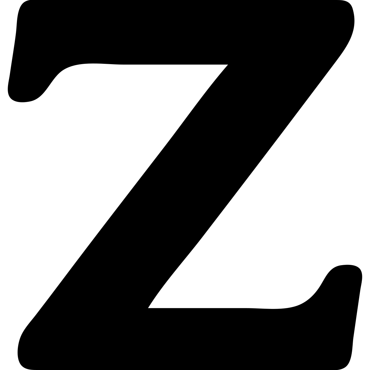 solid black Zeta icon, filled bold, no outline, maximum clarity small sizes emoji
