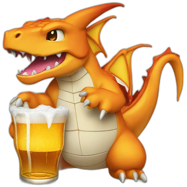 Charizarddrink a beer emoji
