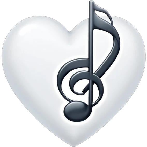 white heart with a music note emoji