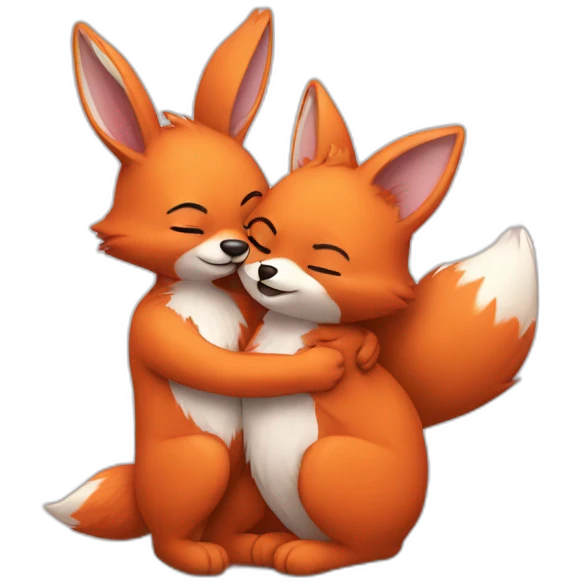 Rabit hug Fox  emoji